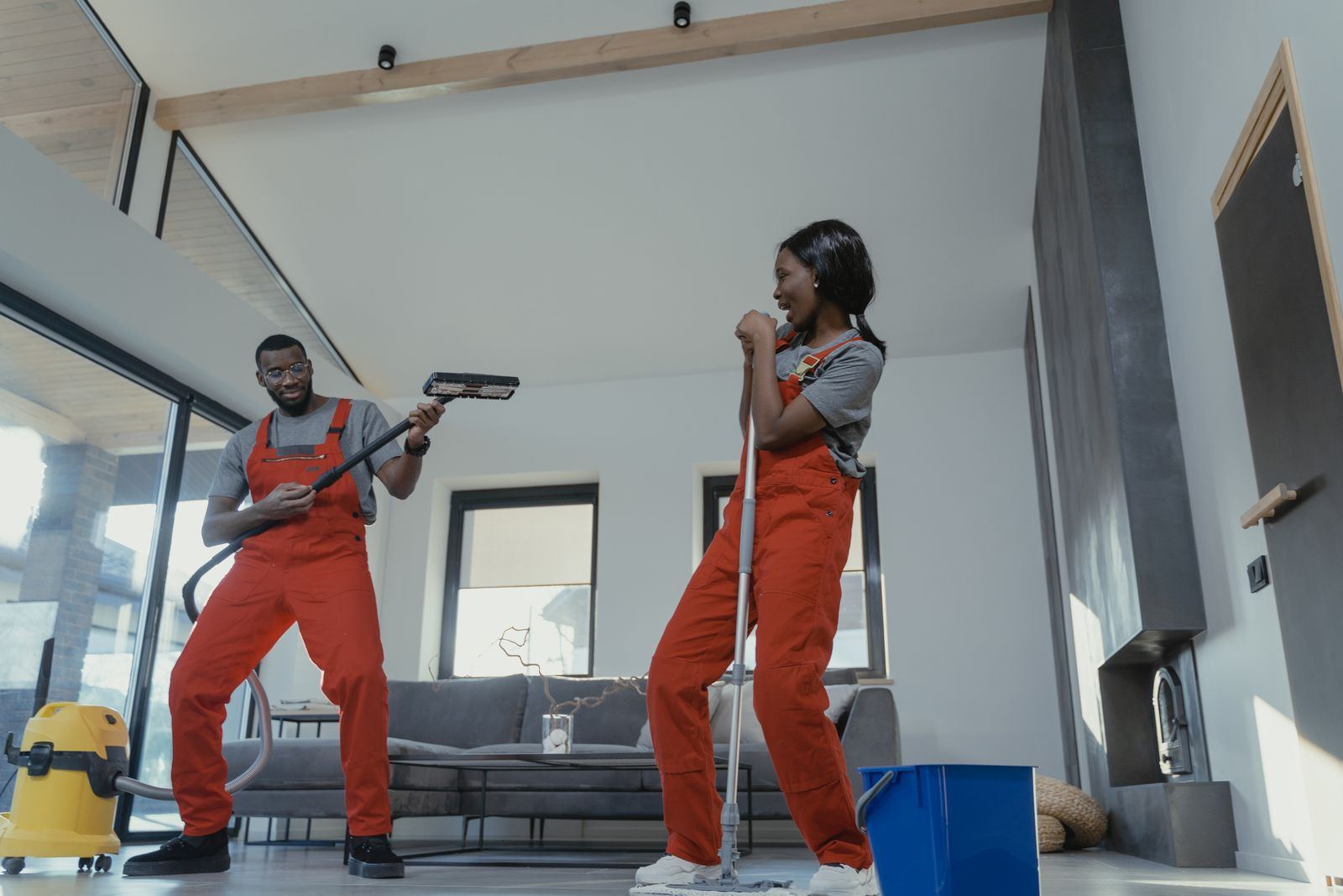 A home being vacuumed and mopped during a cleaning visit